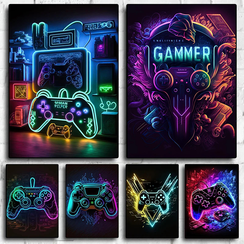 Esports Gaming House - Modern Neon Pop Cool Gaming Wall