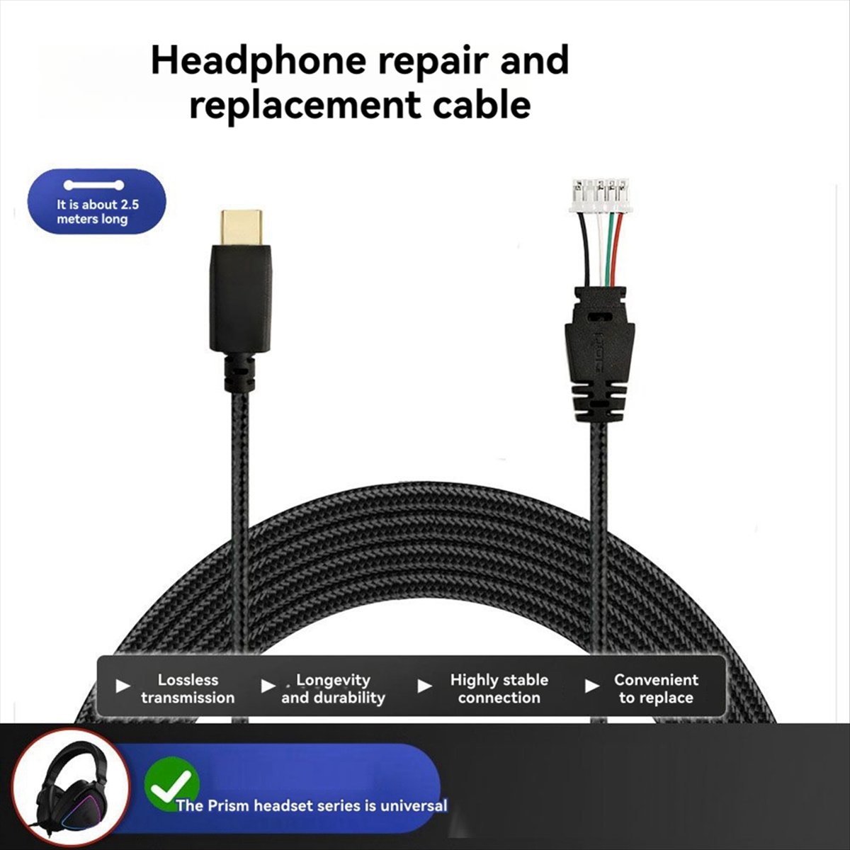Esports Wireless Gaming Headset - DT75New Arrival Braided Wire for ASUS