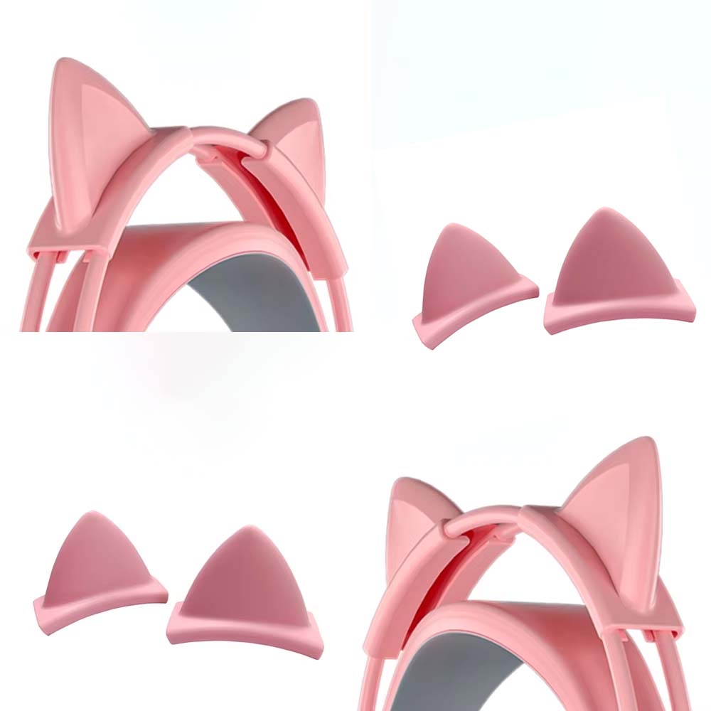 Esports Wireless Gaming Headset - Pink Silicone Cat Ears Pendant for