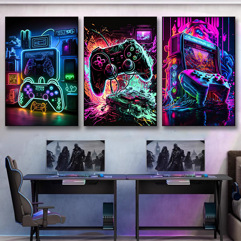 Modern Neon Pop Cool Gaming Wa - Esports Gaming House 评论和价格